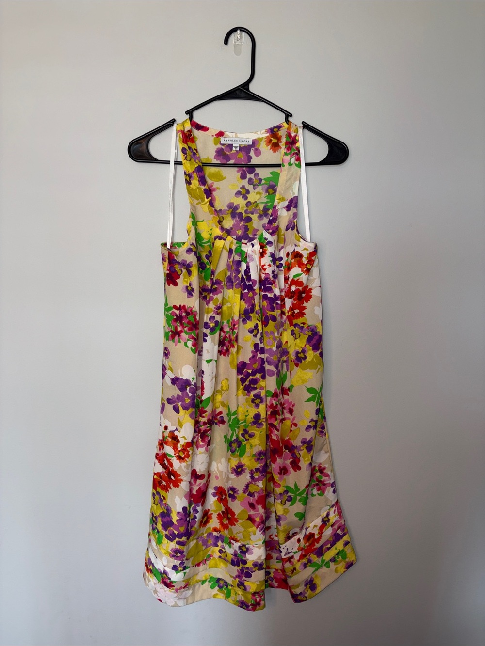 Floral Sleeveless Summer Dress in Cream and Yellow Size 10